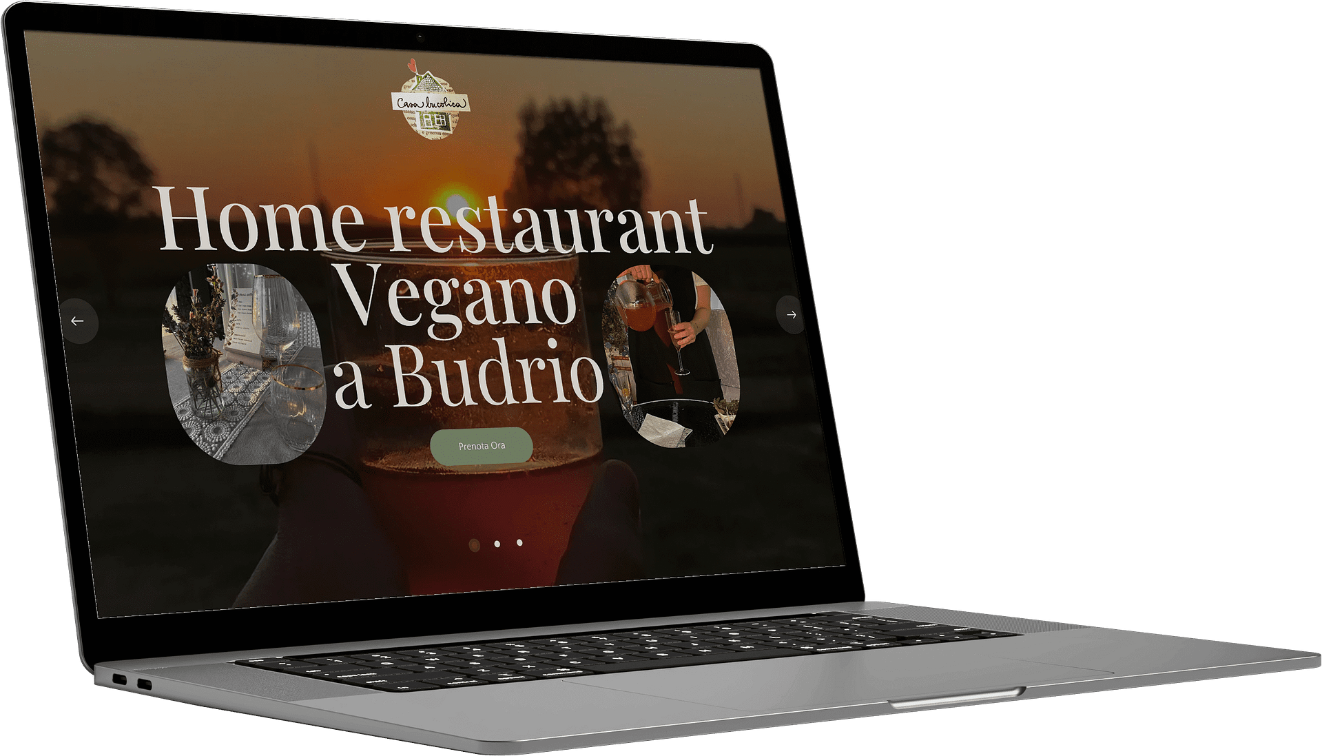 Progetti siti web - Laptop sito ristorante vegano menu prenotazioni